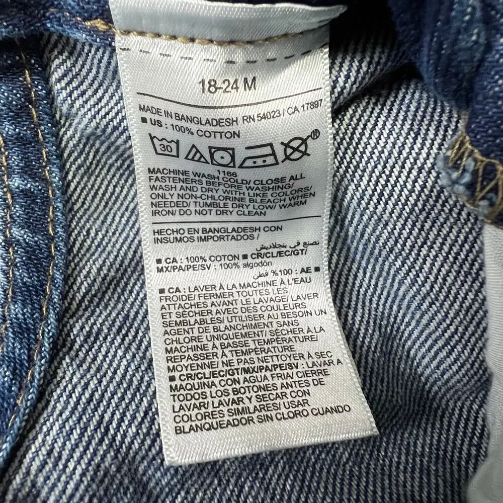 Old Navy Workwear Baby Denim Overalls 18-24 Months Snap Leg Toddler